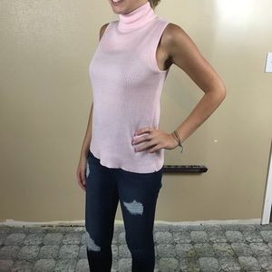pink turtle neck sweater tank